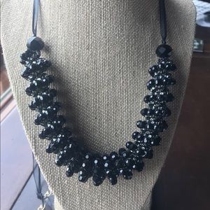 Black crystal spiral necklace